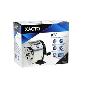 X-Acto KS Manual Classroom Pencil Sharpener Counter Wall-Mount Black Chrome 1031